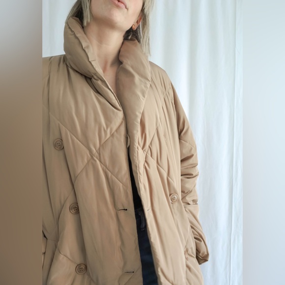 NWOT Tribal Women’s Long Quilted Puffer Coat in Gold/Camel - Picture 3 of 10